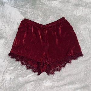 Full Tilt Lace Trim Satin Shorts